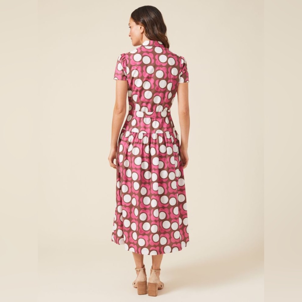 J. McLaughlin Pink Polka Dot Maxi Shirt Dress - Picture 2 of 16